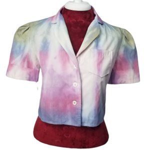 Hand Dyed Button Up Short Sleeve Jacket Size Small